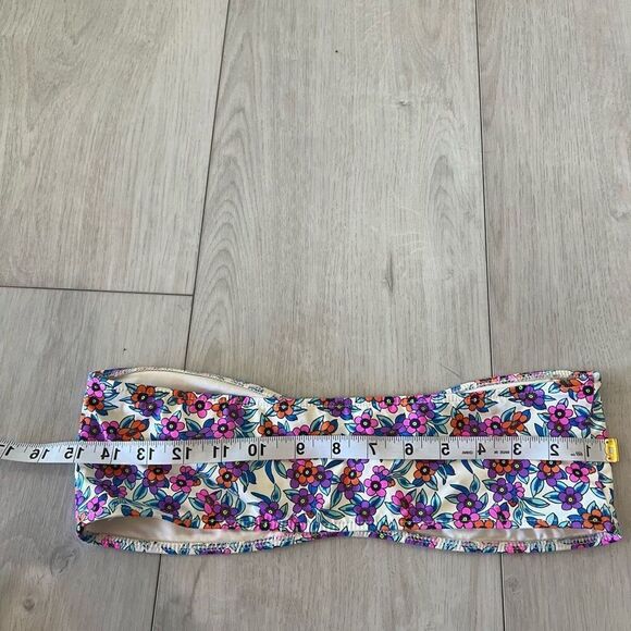 Frankie's Bikinis Floral Cinched Strapless Bandeau Bikini Top size L - Picture 5 of 8